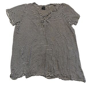 💙 Cover Me Black and White Striped Lace-Up Swimsuit Cover Up